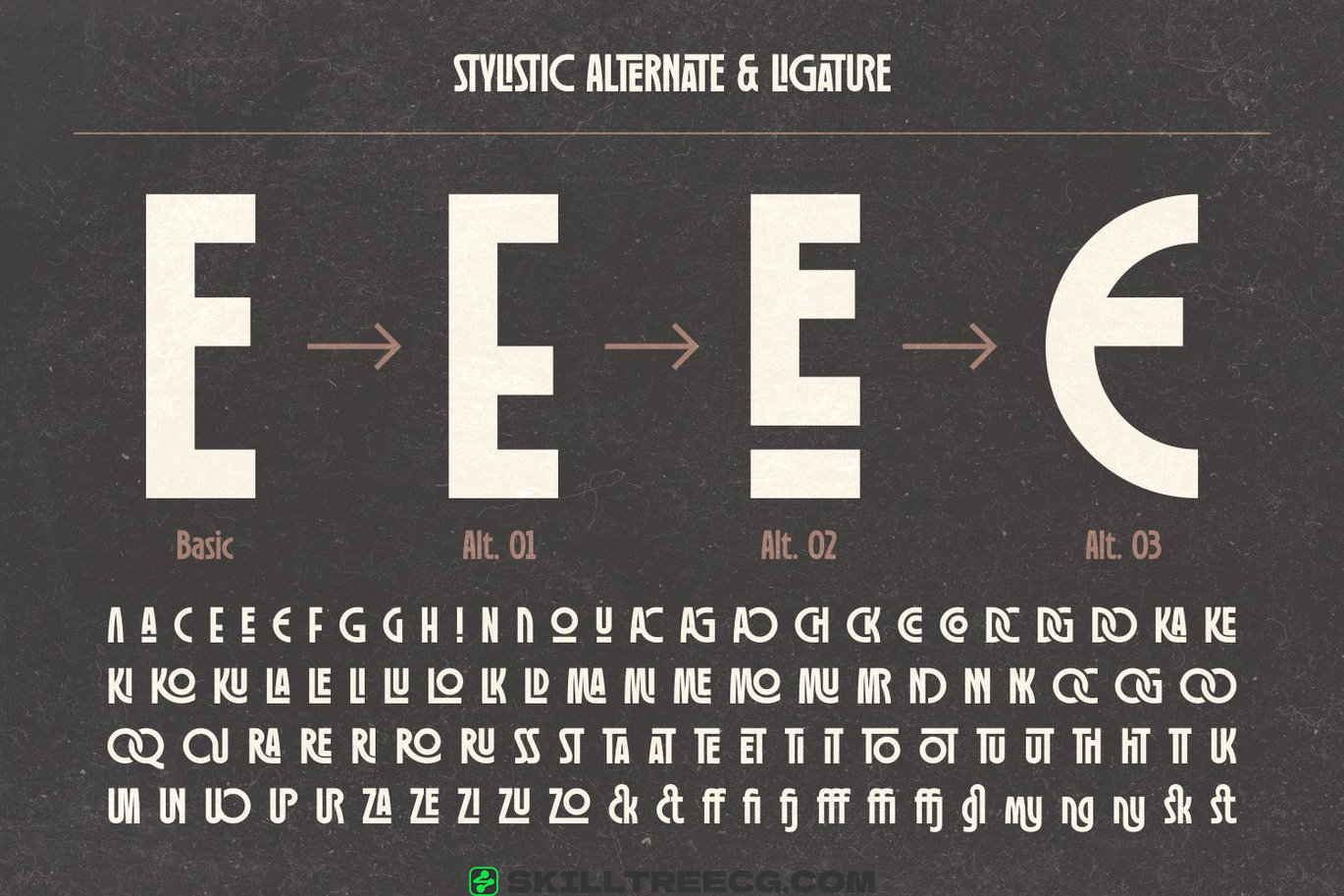 无衬线黑体装饰艺术字体连字新艺术皇家连字展示现代艺术-607802