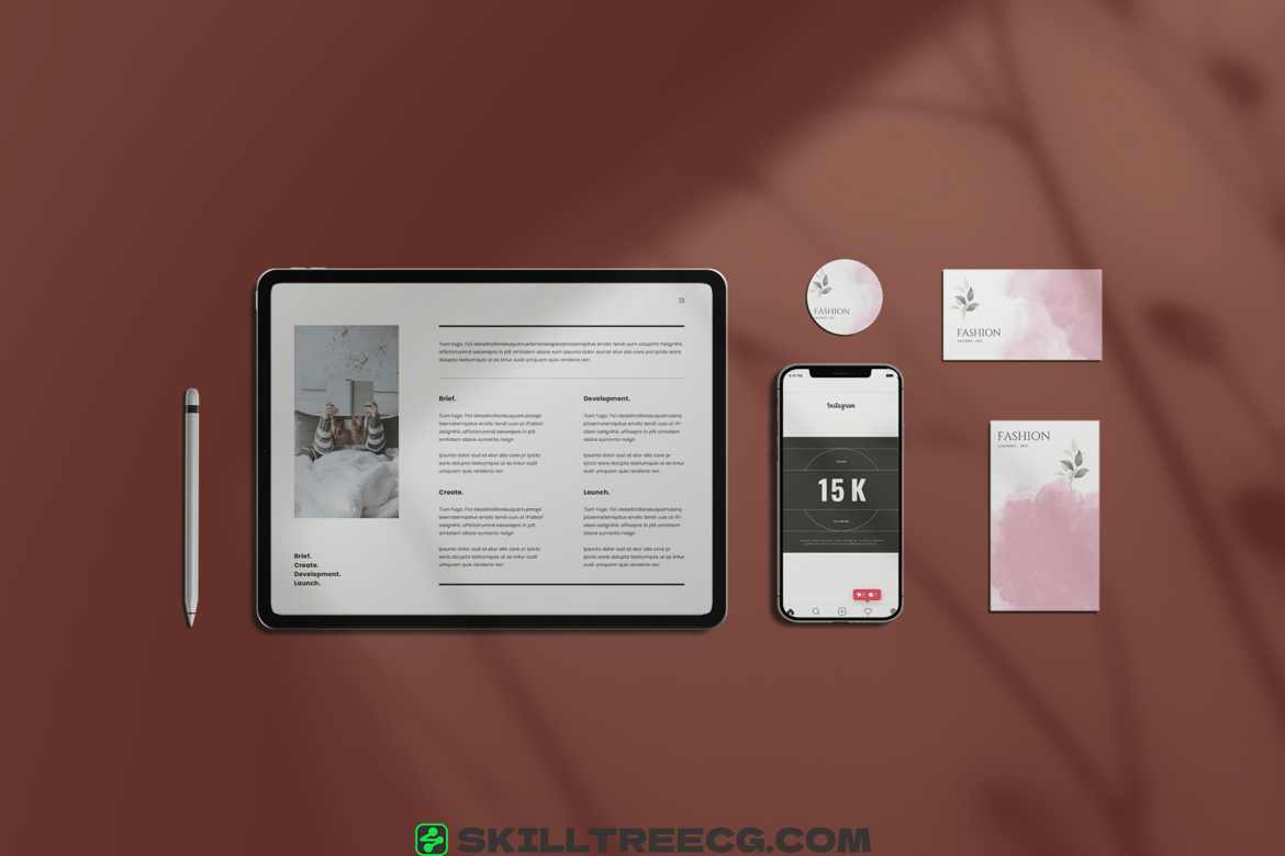 设备样机干净逼真和专业的外观展示笔记本电脑手机名片模型-819667